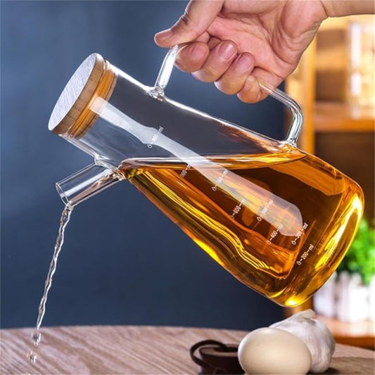 900ml cam yağ şişesi bambu kapaklı