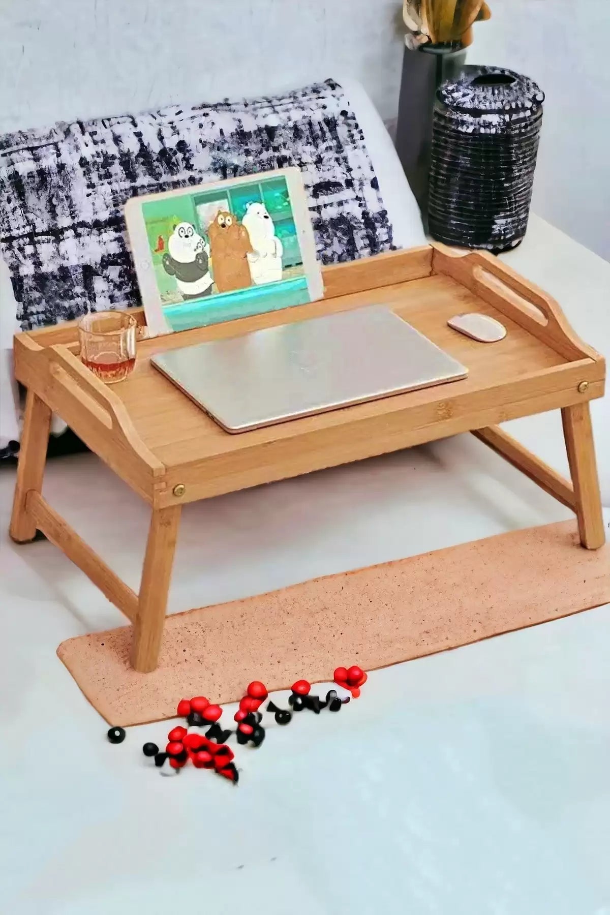 Lüx Bambu Katlanır Ayaklı Tepsi