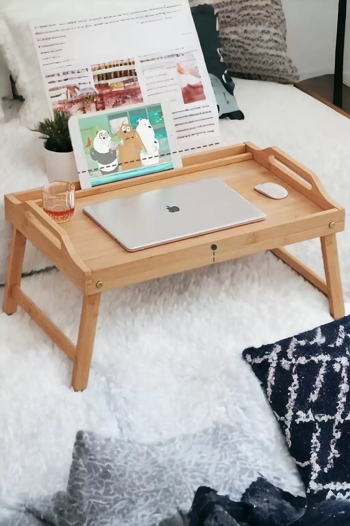 Lüx Bambu Katlanır Ayaklı Tepsi