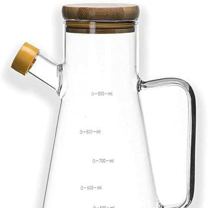 cam yağ şişesi bambu kapaklı