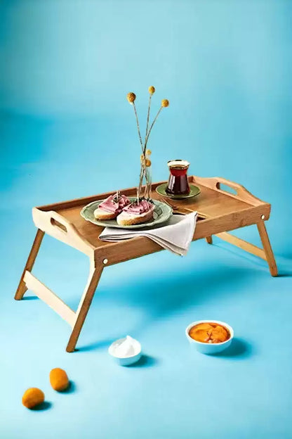 Lüx Bambu Katlanır Ayaklı Tepsi